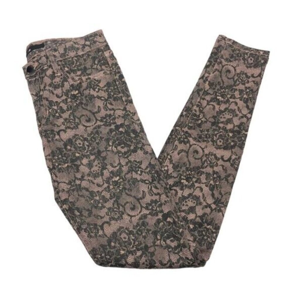Joe's Jeans Womens Chantilly Mid Rise Lace Print Skinny Jean 26 Blush - Picture 5 of 11